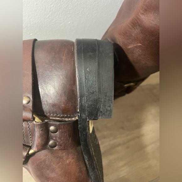 FRYE Harness 12R Men's Boots Size 10 D Dark Brown Distressed Leather New - Picture 7 of 11